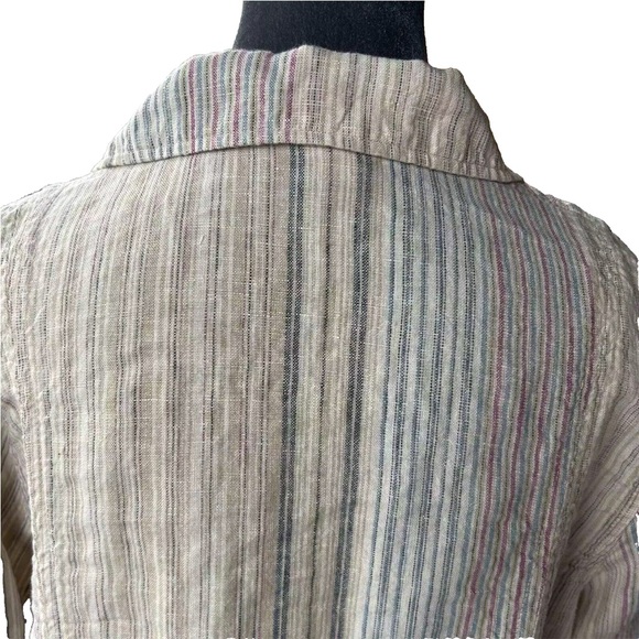 The Territory Ahead Linen Long Sleeve Blazer Womens Size XL Striped Lagenlook - Picture 7 of 13